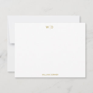 Modernes Monogram Luxury Gold Personal Stationer N Mitteilungskarte