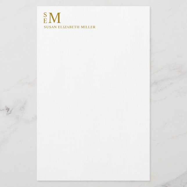 Modernes Monogram Luxury Gold Personal Stationery Briefpapier (Vorderseite)