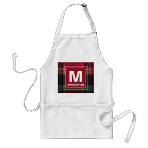 Modernes Monogram Madras Kariertes Muster personal Schürze