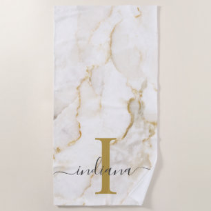 Modernes Monogram-Marmormuster Personalisiert Strandtuch