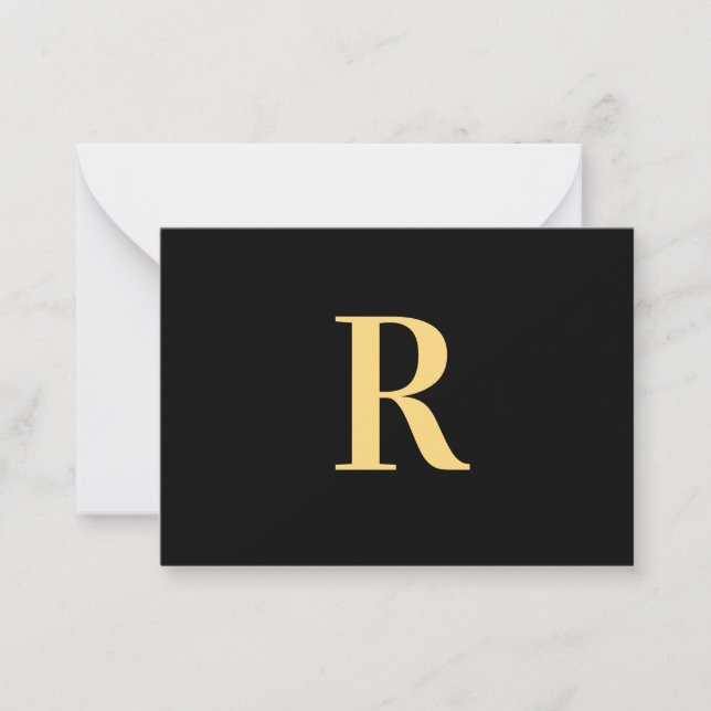 Modernes Monogram Minimal Black Gold Mitteilungskarte (Vorderseite)