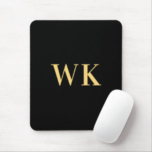 Modernes Monogram Minimal Black Gold Mousepad