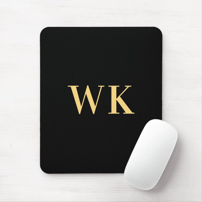 Modernes Monogram Minimal Black Gold Mousepad (Mit Mouse)