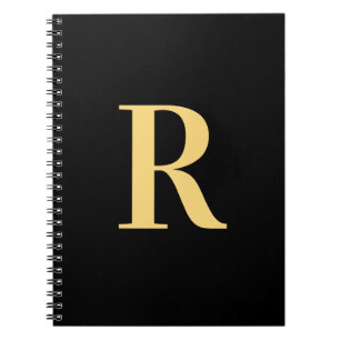 Modernes Monogram Minimal Black Gold Notizblock
