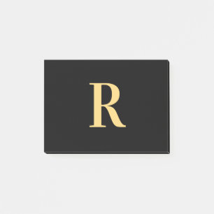 Modernes Monogram Minimal Black Gold Post-it Klebezettel