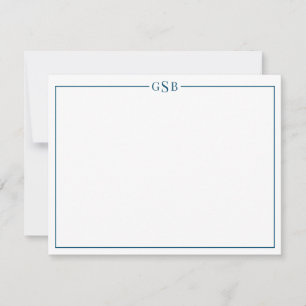 Modernes Monogram Navy Blue Personal Stationer Not Mitteilungskarte