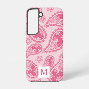 Modernes Monogram Pink Paisley Retro Muster Samsung Galaxy Hülle