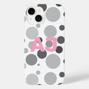 Modernes Monogram Polka Dot Grau Pink Case-Mate iPhone 14 Hülle