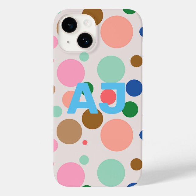 Modernes Monogram Polka Dot Muster Case-Mate iPhone Hülle (Rückseite)