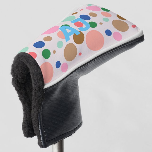 Modernes Monogram Polka Dot Muster Golf Headcover (3/4 Vorderseite)