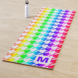 Modernes Monogram Rainbow Ombre Hahnentrittmuster Yogamatte