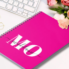 Modernes Monogram, rosa und weiß Notebook Notizblock