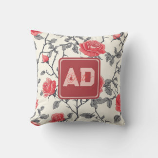 Modernes Monogram-Rose-Familienkissen Kissen