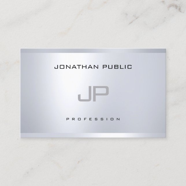 Modernes Monogram Silver Look Elegant Einfach Schl Visitenkarte (Vorderseite)