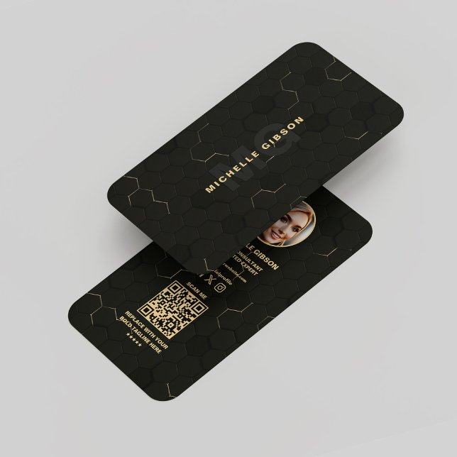 Modernes Monogram Tech Beruflich Black Gold Visitenkarte (Modern Monogram Tech Professional Black Gold Business Card
)