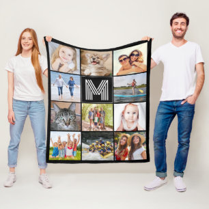 Modernes Monogramm 11 FotoCollage - benutzerdefini Fleecedecke