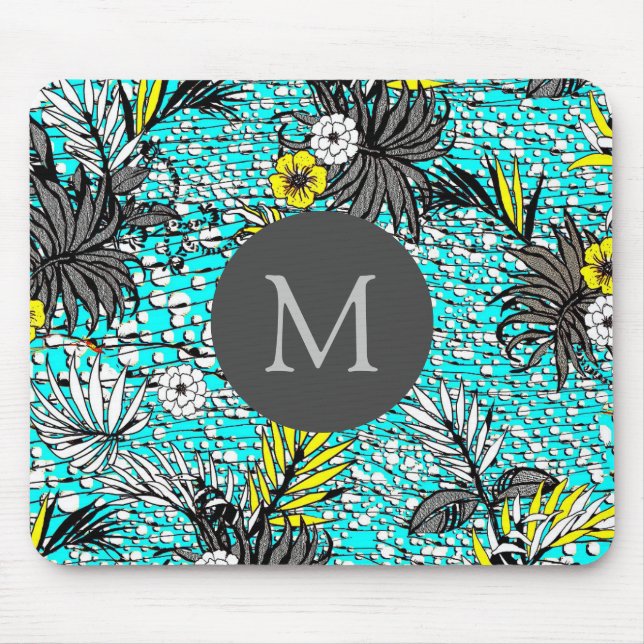 Modernes Monogramm Abstrakter Exotik Mousepad (Vorne)