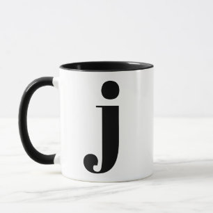 Modernes Monogramm Anfangsbuchstaben J Schwarz und Tasse
