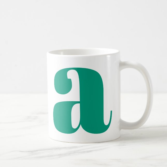 Modernes Monogramm-Anfangsschreiben in Emerald Gre Kaffeetasse (Rechts)