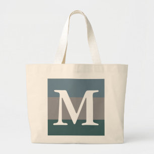 Modernes Monogramm Aquamarin-Blau- und Graufarbblo Jumbo Stoffbeutel