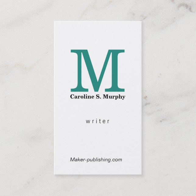 Modernes Monogramm (Aquarell grün) Visitenkarte (Vorderseite)