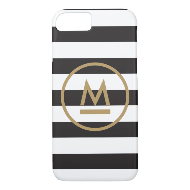 Modernes Monogramm auf fett Streifen Personalisier Case-Mate iPhone Hülle (Rückseite)