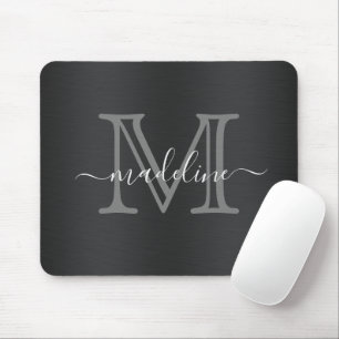 Modernes Monogramm aus gebürstetem Metall Mousepad