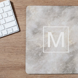 Modernes Monogramm aus grauem Marmor Mousepad