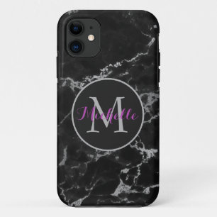 Modernes Monogramm aus schwarzem und grauem Marmor Case-Mate iPhone Hülle