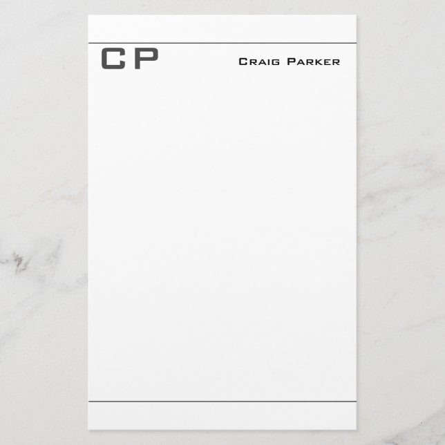 Modernes Monogramm Beruflich Schlicht Minimalistis Briefpapier (Vorderseite)