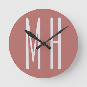 Modernes Monogramm Beruflich Schlicht Minimalistis Runde Wanduhr