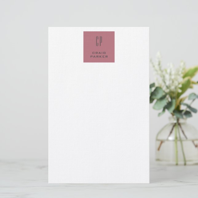 Modernes Monogramm Berufliche Schlichte Rose Gold  Briefpapier (Stehend Vorderseite)
