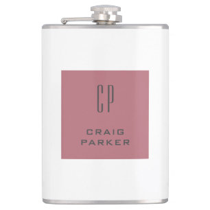 Modernes Monogramm Berufliche Schlichte Rose Gold  Flachmann