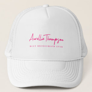 Modernes Monogramm beste Bridesmaid je rosa Truckerkappe