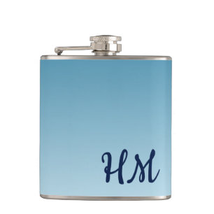 Modernes Monogramm Blau  Flachmann