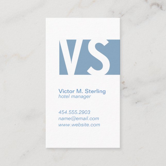 Modernes Monogramm (blau) Visitenkarte (Vorderseite)