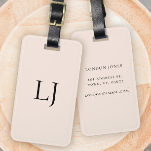 Modernes Monogramm Blush Pink Einfach Personalisie Gepäckanhänger