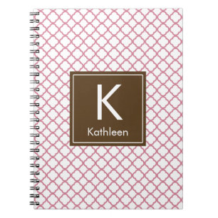 Modernes Monogramm (braun/rosa) Notizblock