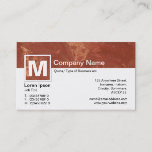 Modernes Monogramm - Brauner Marmor Visitenkarte