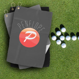 Modernes monogramm Buchstaben P orange Koralle ros Golfhandtuch