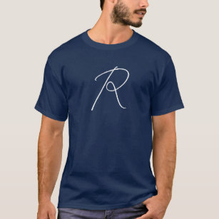 Modernes Monogramm, das den Text zuerst blau hinzu T-Shirt