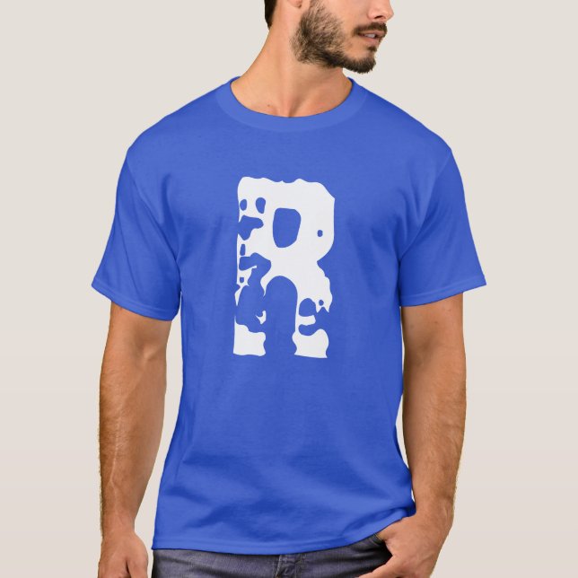 Modernes Monogramm, das den Text zuerst tiefblau h T-Shirt (Vorderseite)