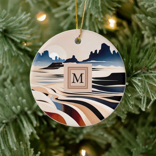 Modernes Monogramm der abstrakten Südwestwüste Keramik Ornament (Baum)