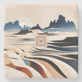 Modernes Monogramm der abstrakten Südwestwüste Steinuntersetzer