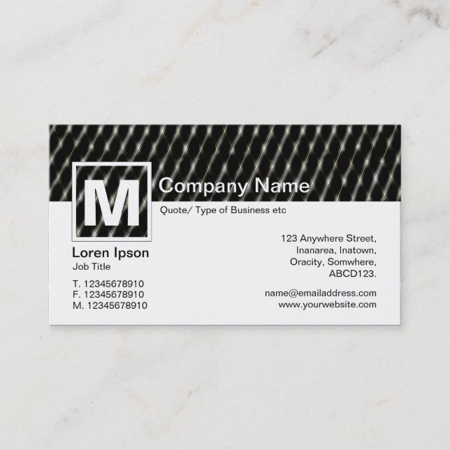 Modernes Monogramm - Dunkles Netz Visitenkarte (Vorderseite)