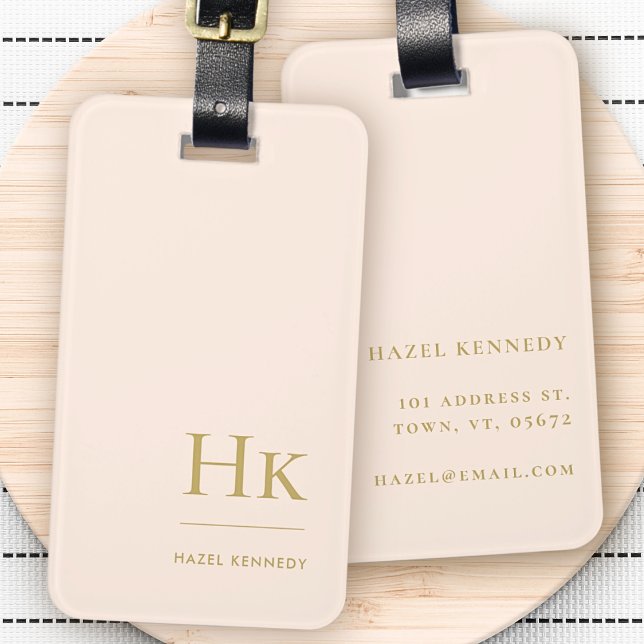 Modernes Monogramm einfach elegant Rosa Gold Gepäckanhänger (Von Creator hochgeladen)