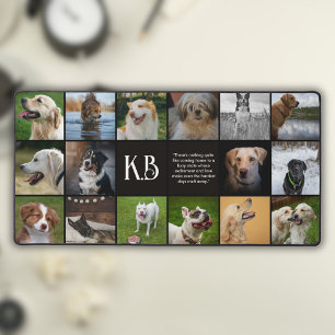 Modernes Monogramm Einzigartiges 16-Foto Collage Schreibtischunterlage