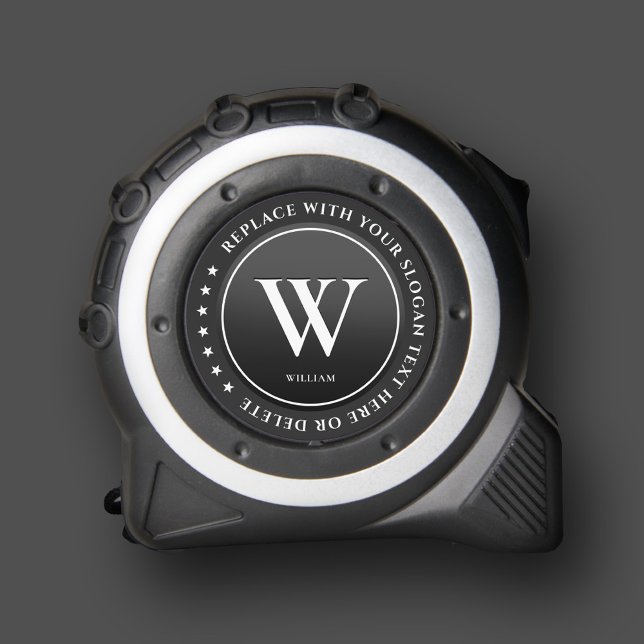 Modernes Monogramm Erstbau Schwarz-weiß Maßband (Modern Monogram Initial Construction Black White Tape Measure
)