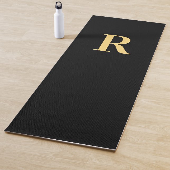 Modernes Monogramm Erstschwarzes Gold Yogamatte (Beispiel)
