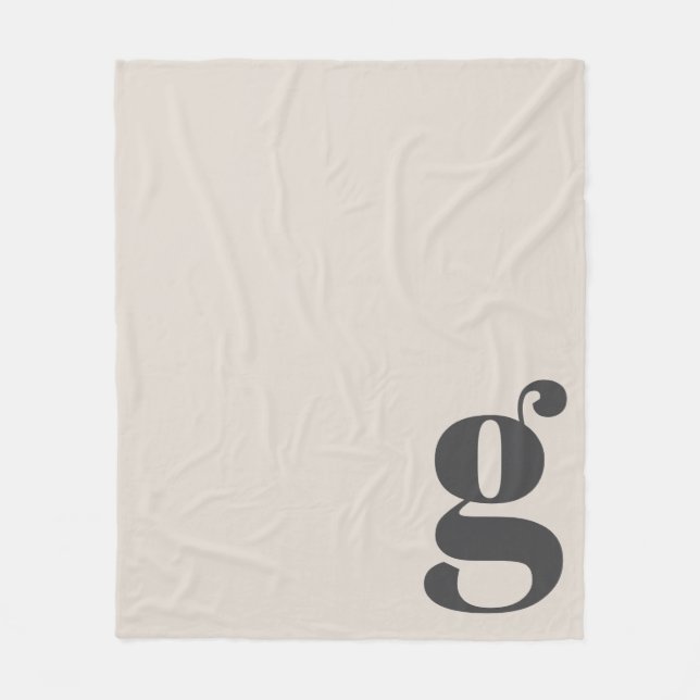 Modernes Monogramm fett Anfangscreme Beige Minimal Fleecedecke (Vorderseite)